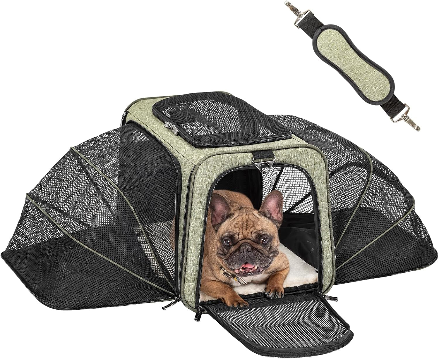 Expandable Cat/Dog Carrier! Airline Approved! With Two Extension up to 9LB! Soft-Sided, Portable, Washable, Pet Travel Carrier!