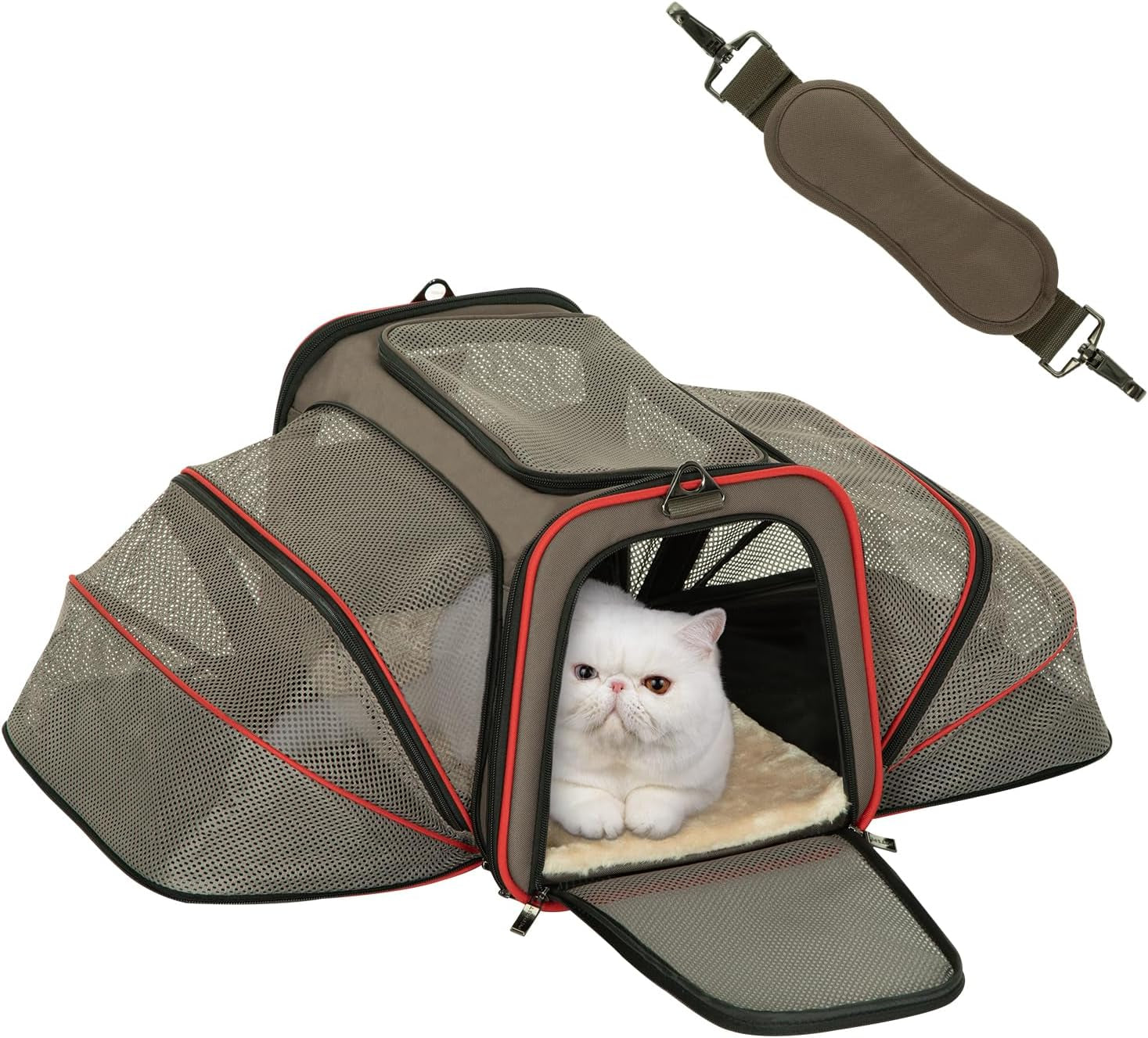 Expandable Cat/Dog Carrier! Airline Approved! With Two Extension up to 9LB! Soft-Sided, Portable, Washable, Pet Travel Carrier!