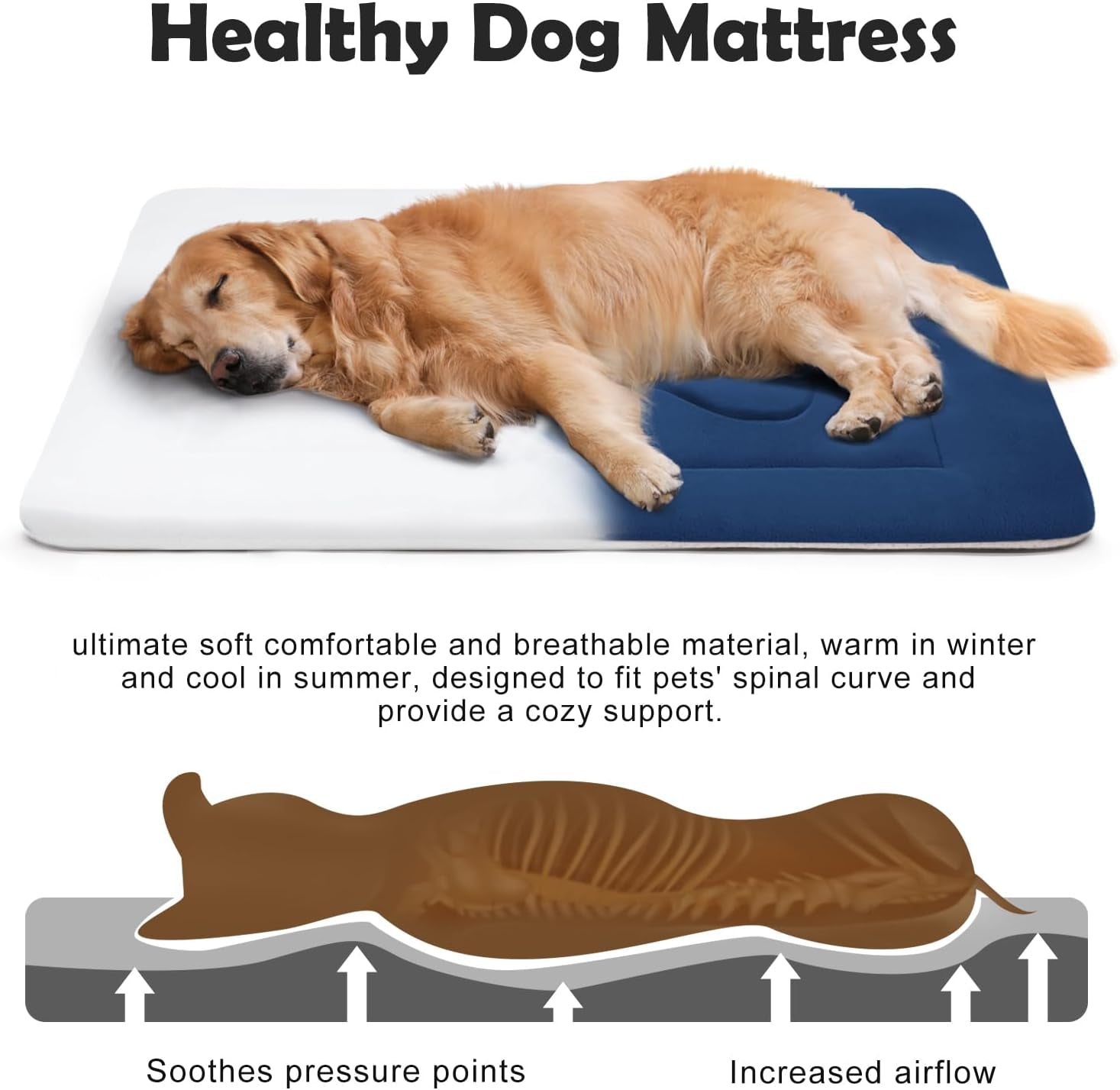The Perfect Large Dog Mat! 42in Non-Slip, Washable, Soft Mattress Pad!