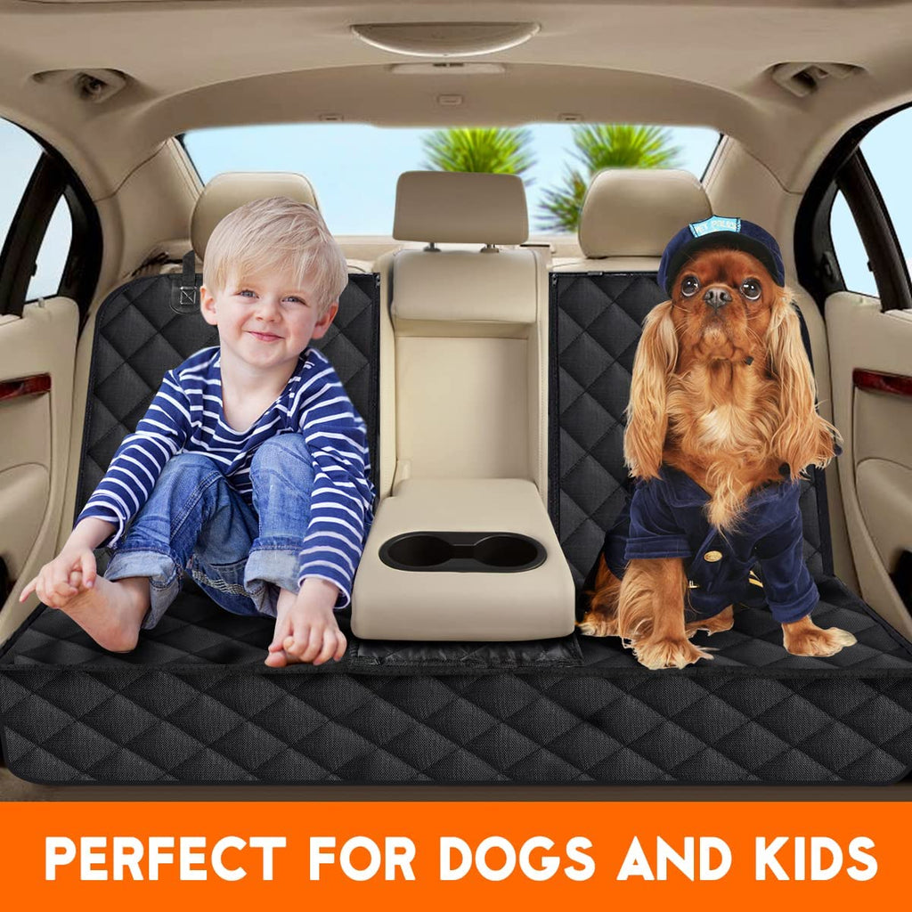 Premium Dog Car Seat Cover - Waterproof And Non-Slip Back Seat Protector for Dogs, Fits Most Cars, Trucks, and SUVs with Middle Armrest - Black