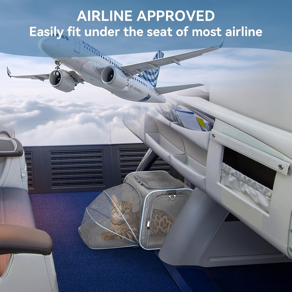 Expandable Cat/Dog Carrier! Airline Approved! With Two Extension up to 9LB! Soft-Sided, Portable, Washable, Pet Travel Carrier!