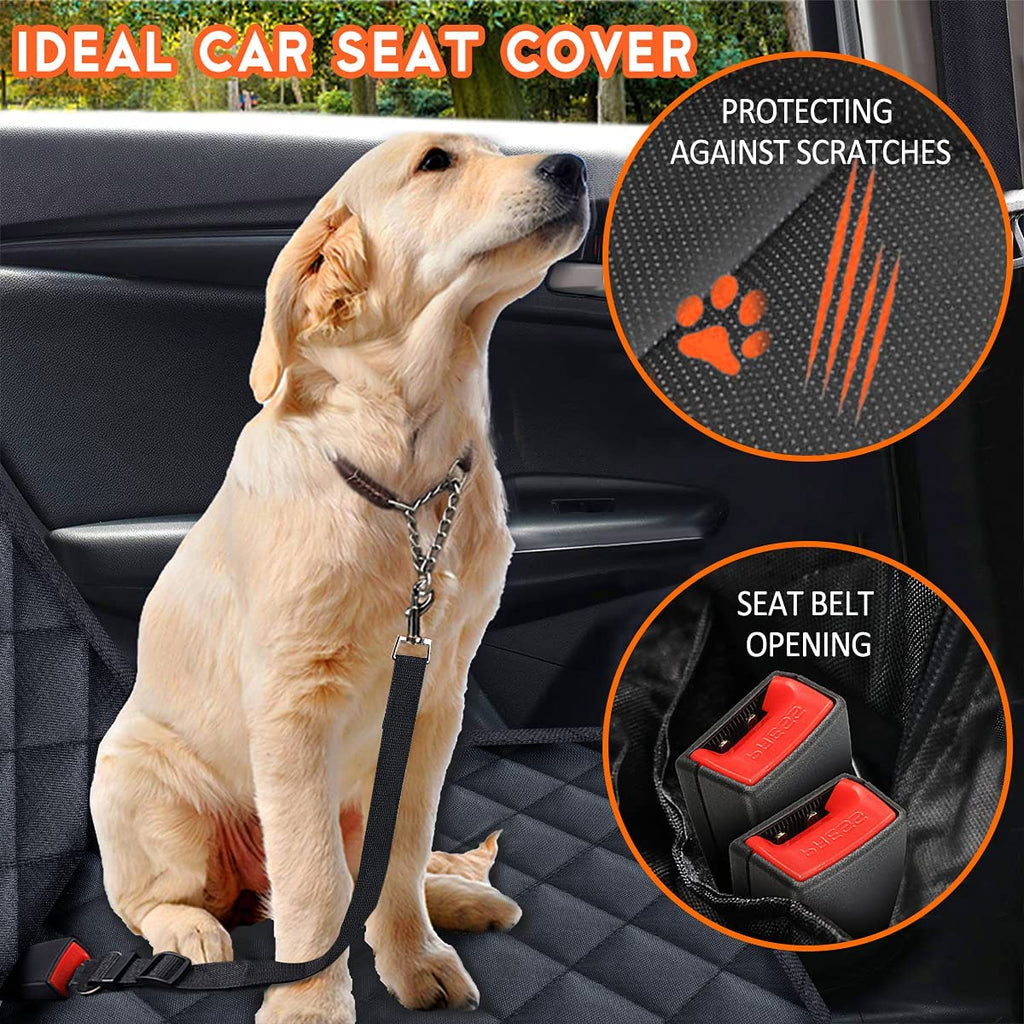 Premium Dog Car Seat Cover - Waterproof And Non-Slip Back Seat Protector for Dogs, Fits Most Cars, Trucks, and SUVs with Middle Armrest - Black