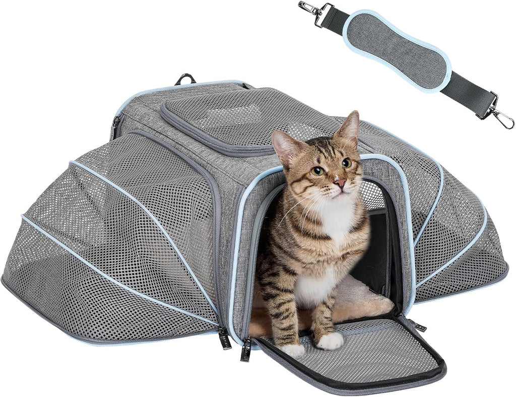 Expandable Cat/Dog Carrier! Airline Approved! With Two Extension up to 9LB! Soft-Sided, Portable, Washable, Pet Travel Carrier!