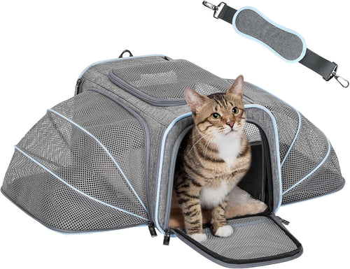 Expandable Cat/Dog Carrier! Airline Approved! With Two Extension up to 9LB! Soft-Sided, Portable, Washable, Pet Travel Carrier!